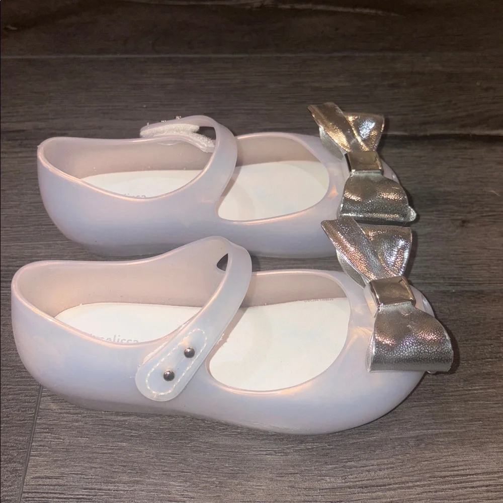 Mini Melissa Clear Jelly Mary Jane with Silver Bow
